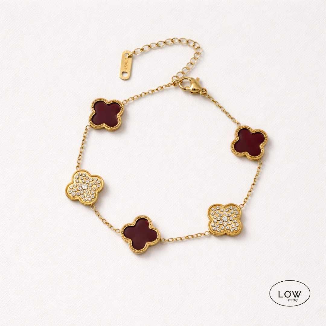 Armbånd kløver Alternating Clover Zircon Bracelet – 18K Gold LØW Jewelry