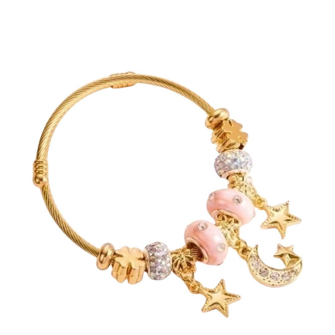 Armbånd Rhinstein Rosa Titan, gullbelagt fra LØW