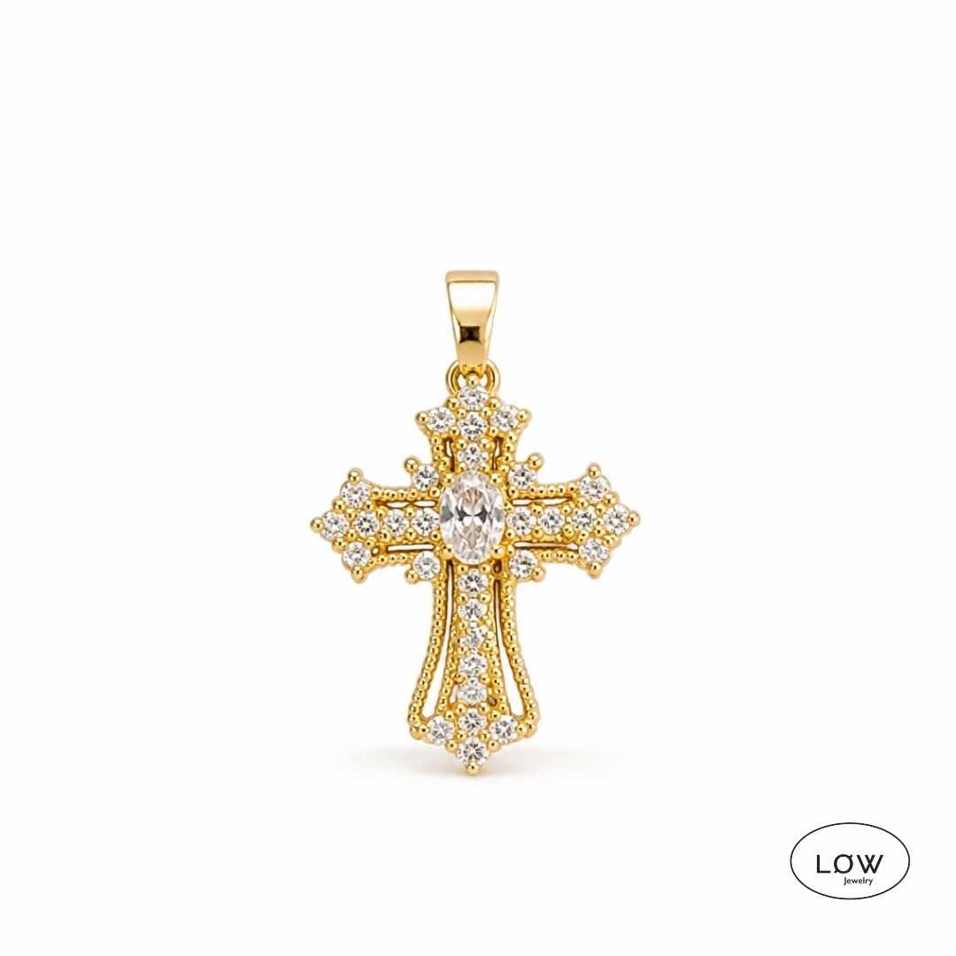 Aurelia Cross Zircon Necklace fra LØW Jewelry halssmykke med kors