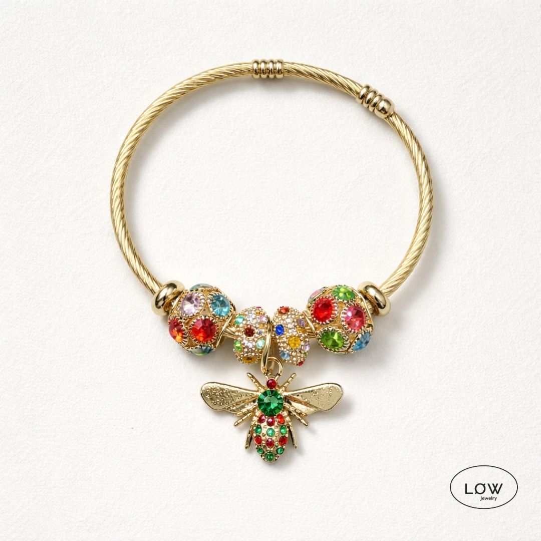 Charms armbĂ„nd Bee Charm Cable Bracelet charmsarmbĂ„nd ferdig fylt ĂW Jewelry