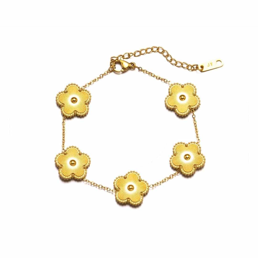 Armbånd Enkel kløver, titanium stål, nikkelfritt, 18K gullbelagt fra LØW
