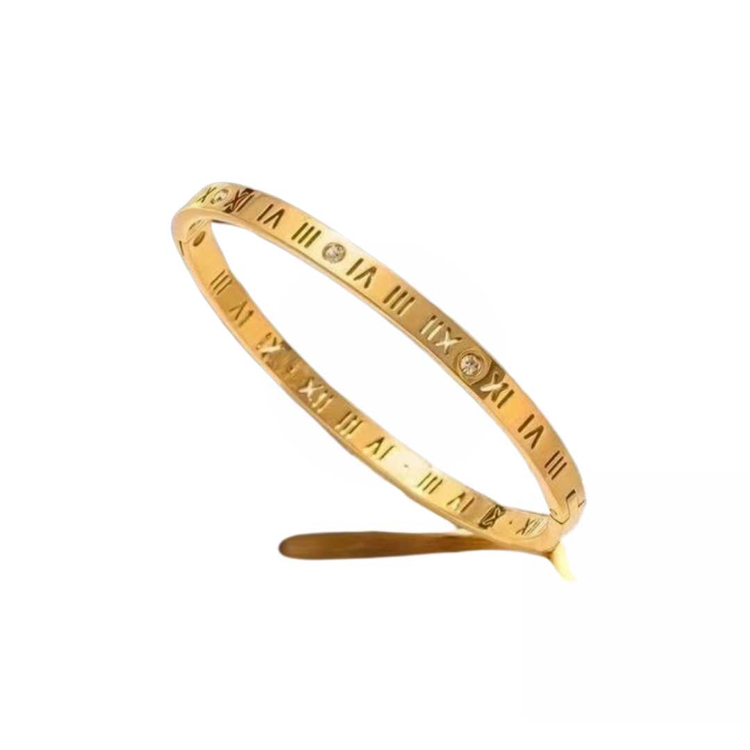 Armbånd Romertall, titanium stål, nikkelfritt, forgyldt fra LØW