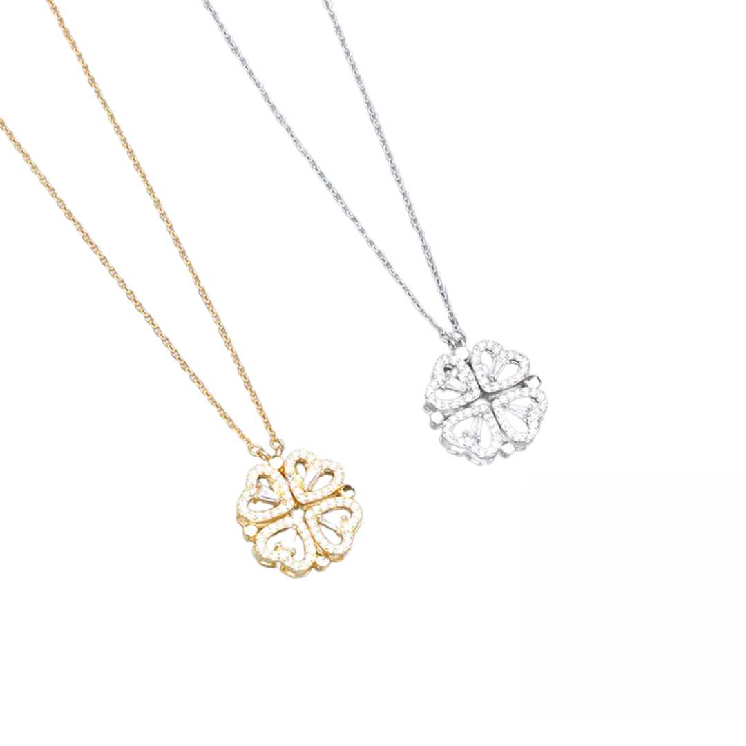 Nyhet: Halssmykke Åpen Kløver, Titanium stål, nikkelfritt, belagt med 18K Gull fra LØW