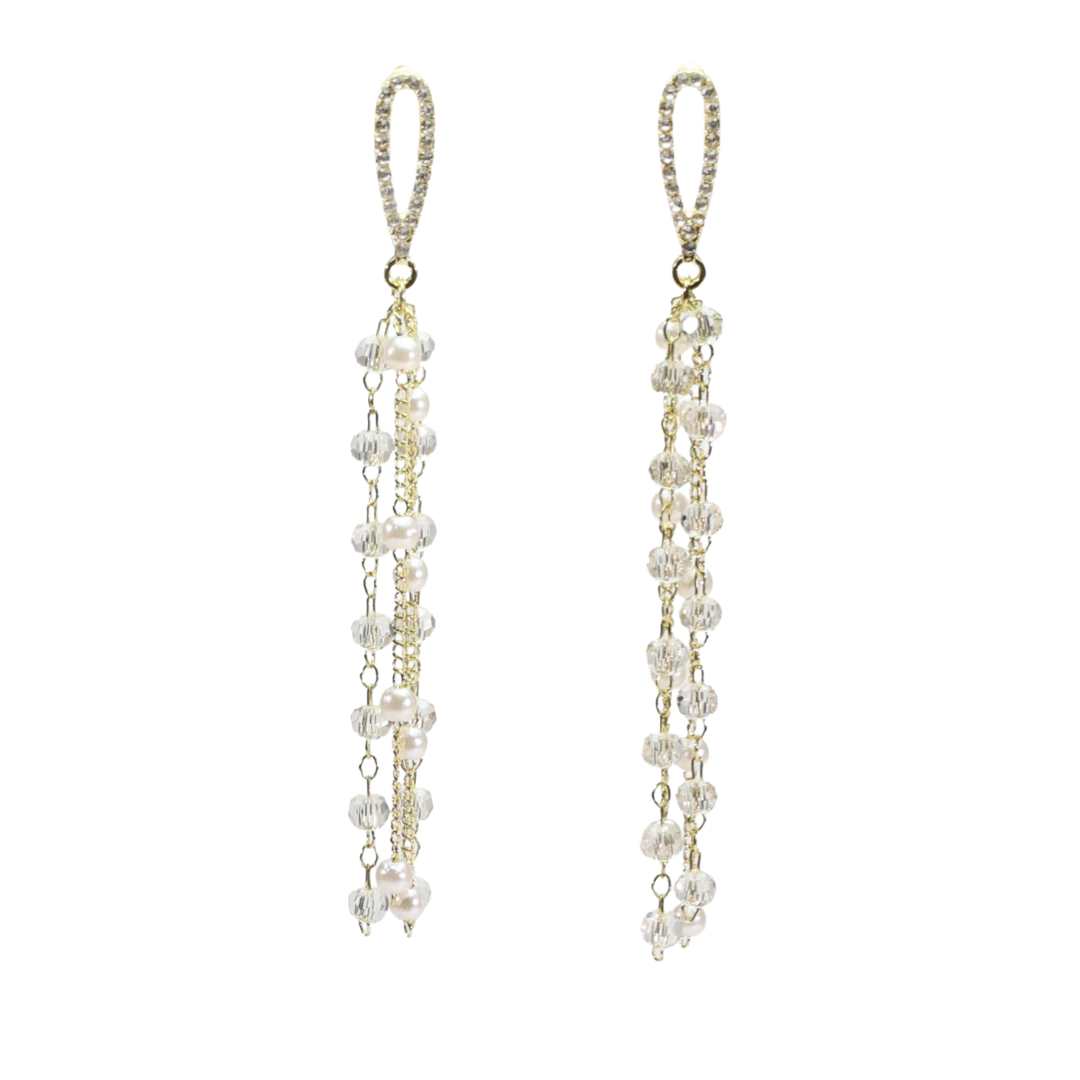 Ørepynt PearlyGlam par, kobber, nikkelfritt, zirconstener, legering fra LØW