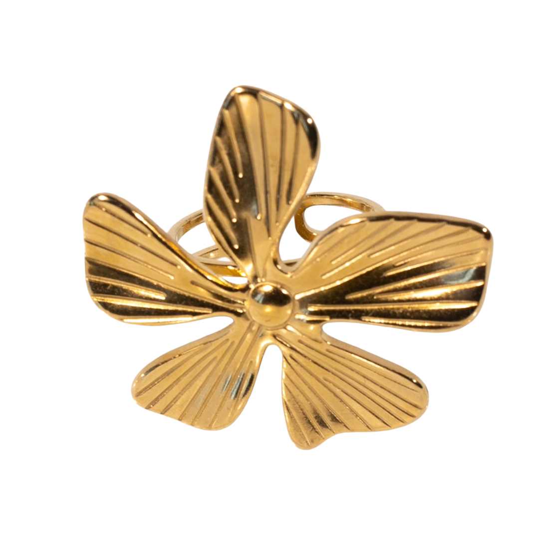 Ring FlowerPower, rustfritt stål, nikkelfritt, 18K gullbelagt fra LØW Jewelry