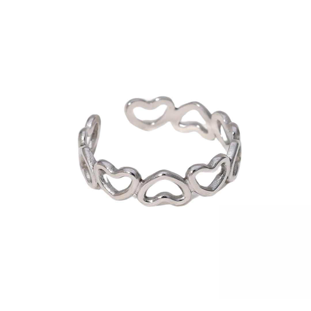 Ring Hjerter, Rustfritt stål, nikkelfritt, 18K gullbelagt fra LØW