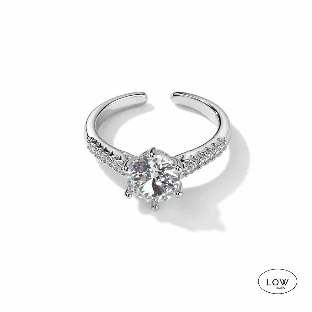 One Carat Vintage Ring Silver fra LØW Jewelry justerbar open ring