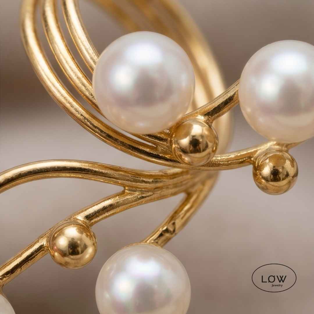 open ring justerbar ring Gold Pearl Statement Open Ring LØW Jewelry