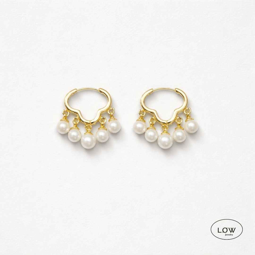 White Pearl Hoop Earrings