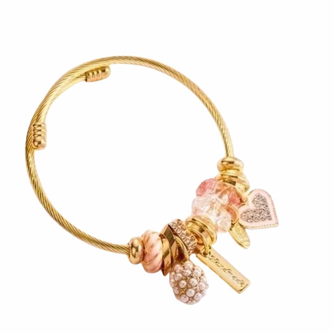 Armbånd Rhinstein Rosa Titan, gullbelagt fra LØW