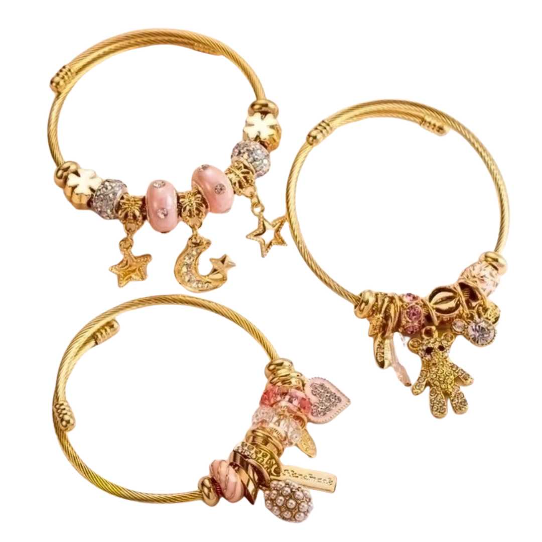 Armbånd Rhinstein Rosa Titan, gullbelagt fra LØW