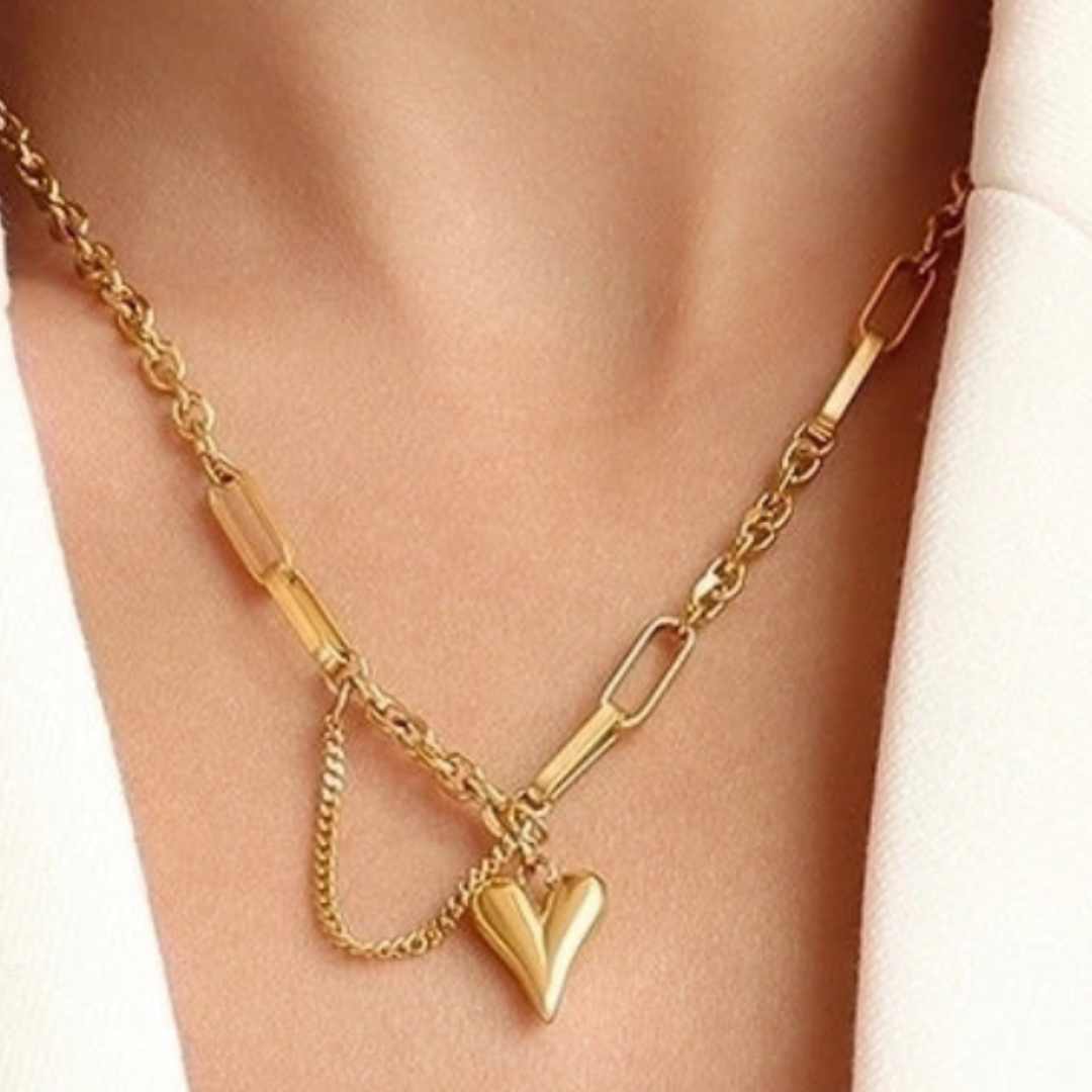 Halssmykke Hjerne Titan Stål, 18K Gullbelagt, Nikkelfritt fra LØW Jewelry