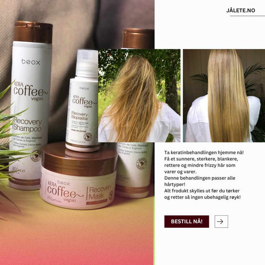 Keracoffee Vegan keratinbehandling – vegansk glatt, blankt og frizzfritt hår i 2026