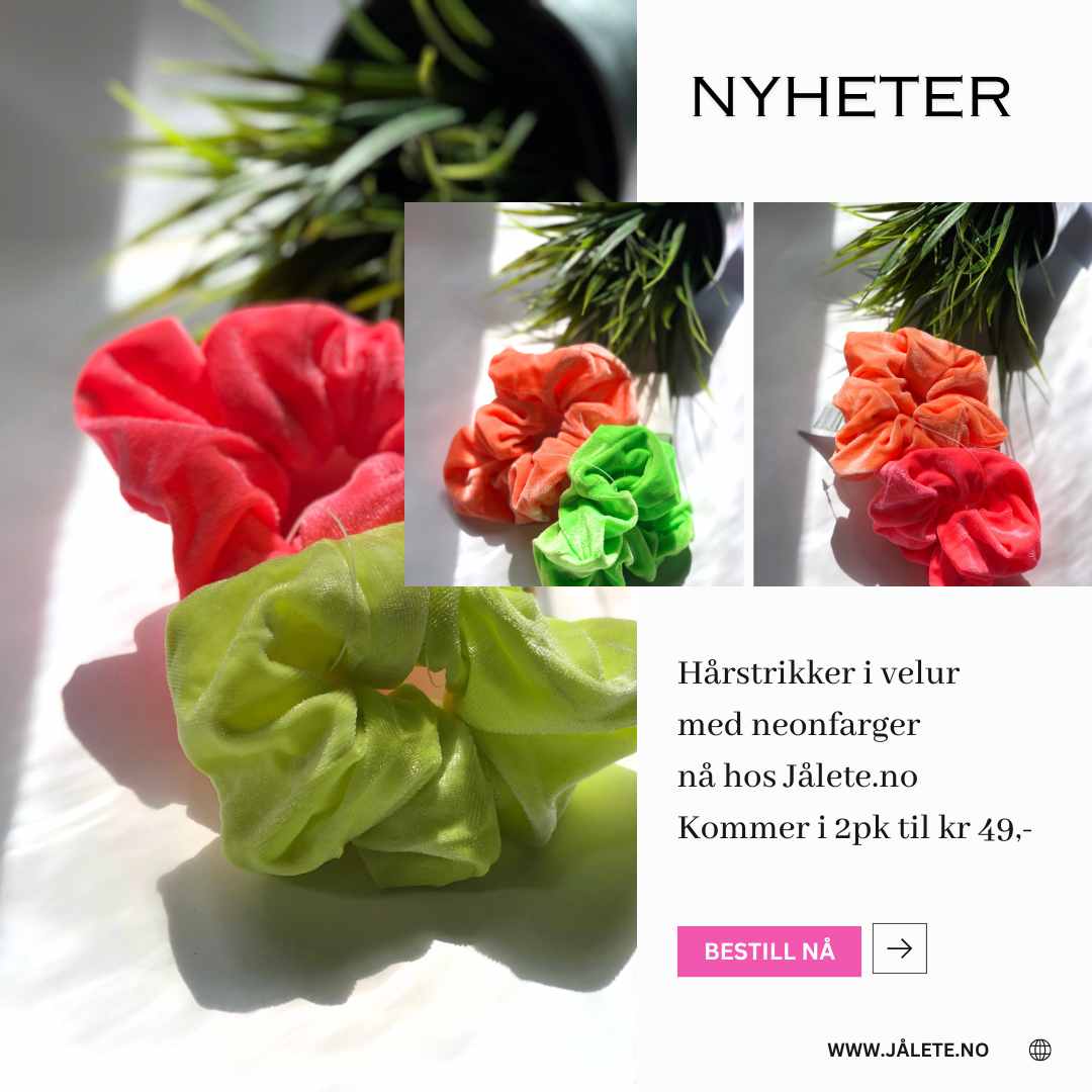 Nyhet hos Jålete.no: Hårstrikk 2pk med Neonfarger i Velur