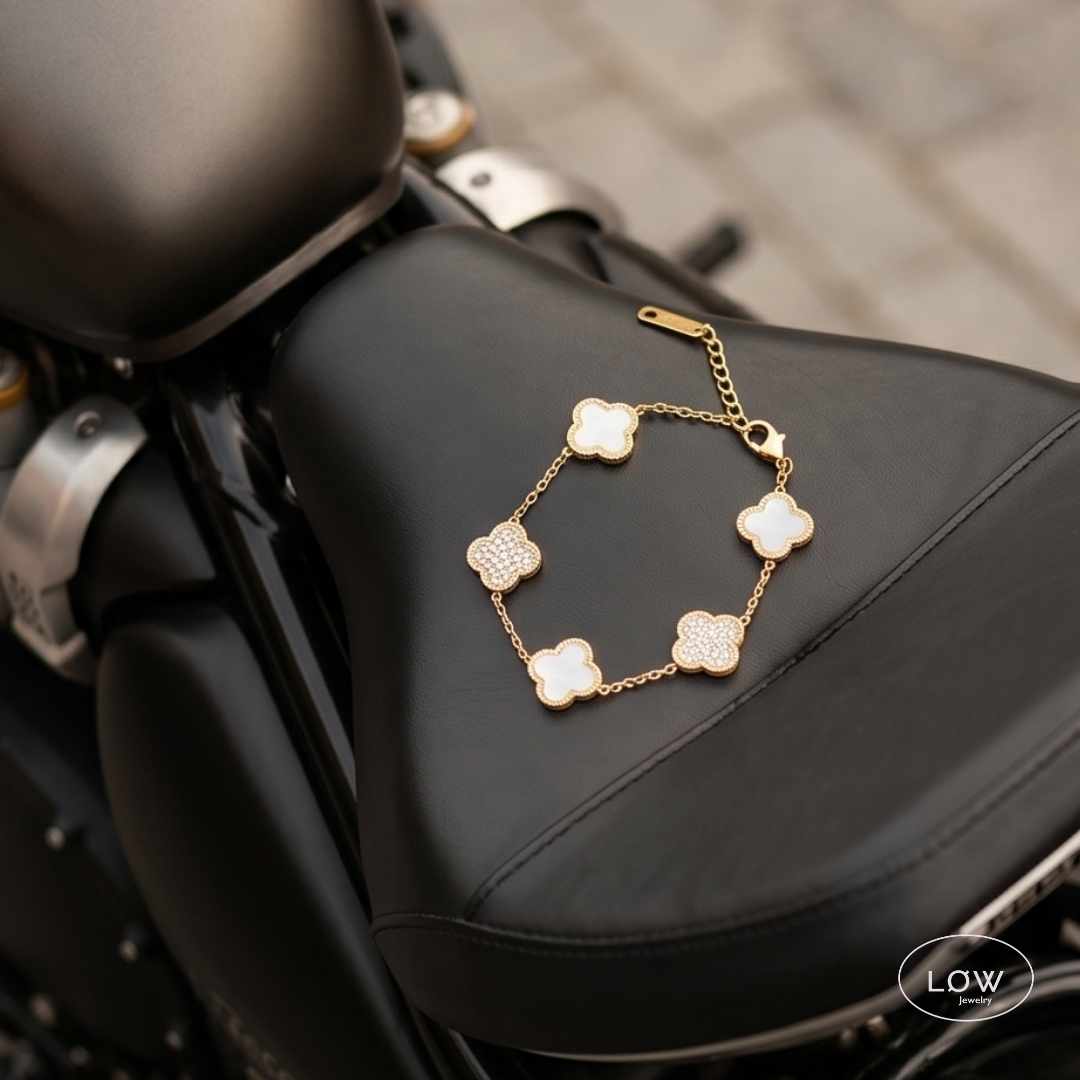 Armbånd kløver Alternating Clover Zircon Bracelet – 18K Gold LØW Jewelry