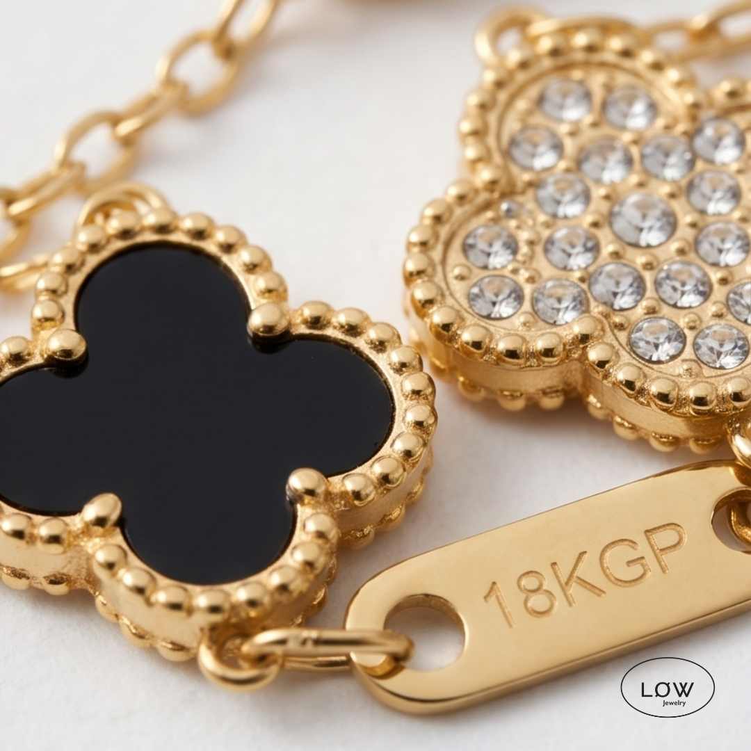 Armbånd kløver Alternating Clover Zircon Bracelet – 18K Gold LØW Jewelry