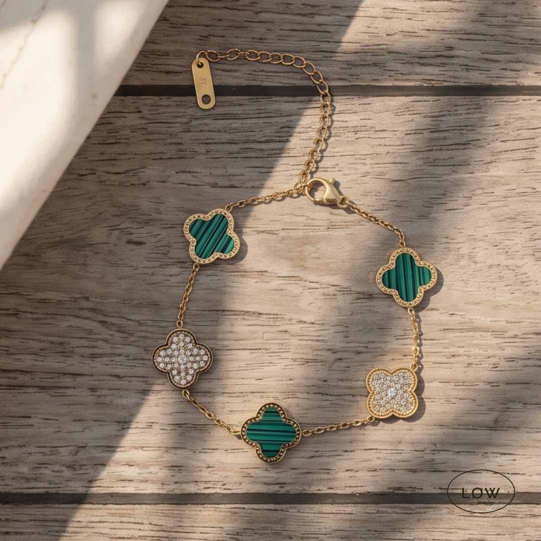 Armbånd kløver Alternating Clover Zircon Bracelet – 18K Gold LØW Jewelry