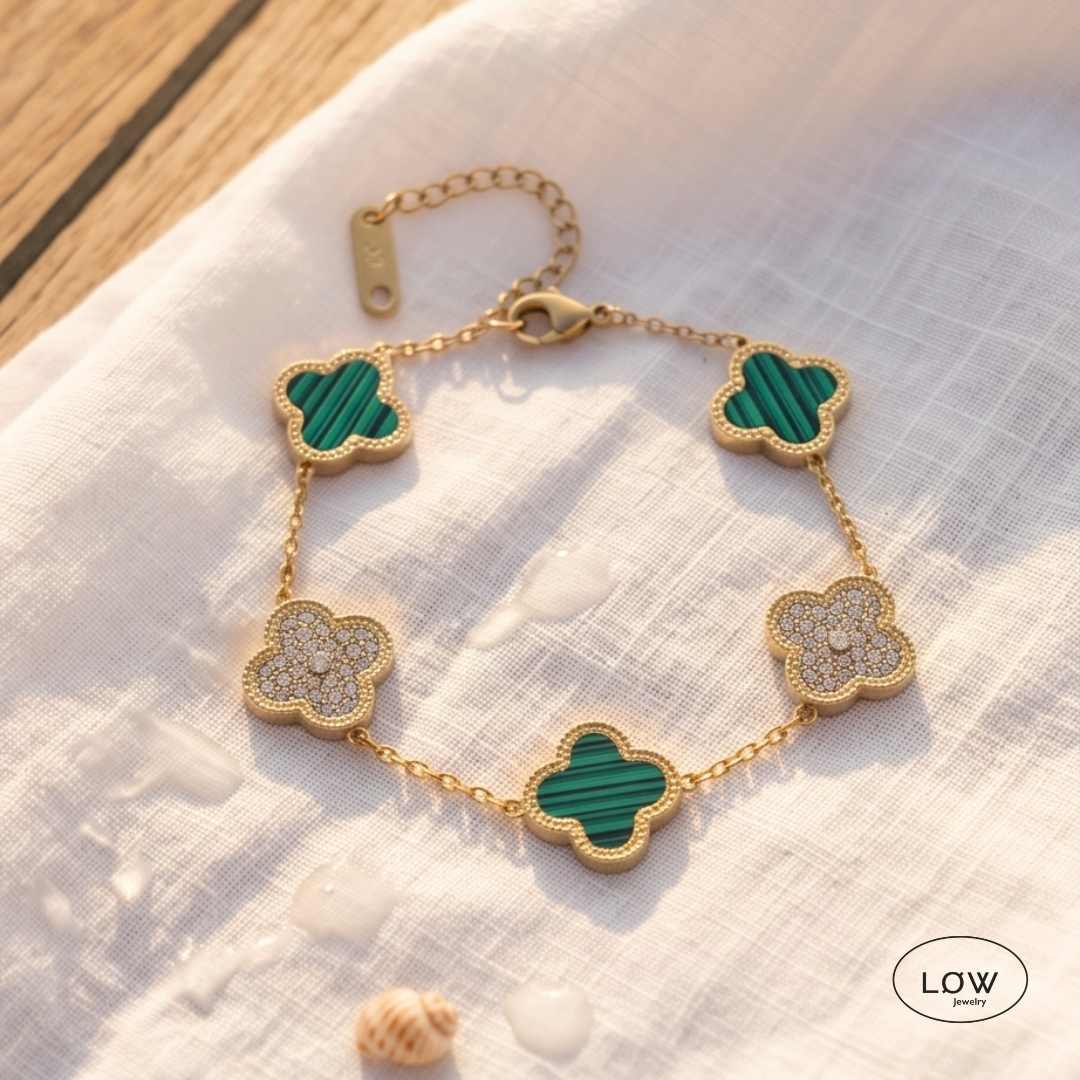 Armbånd kløver Alternating Clover Zircon Bracelet – 18K Gold LØW Jewelry