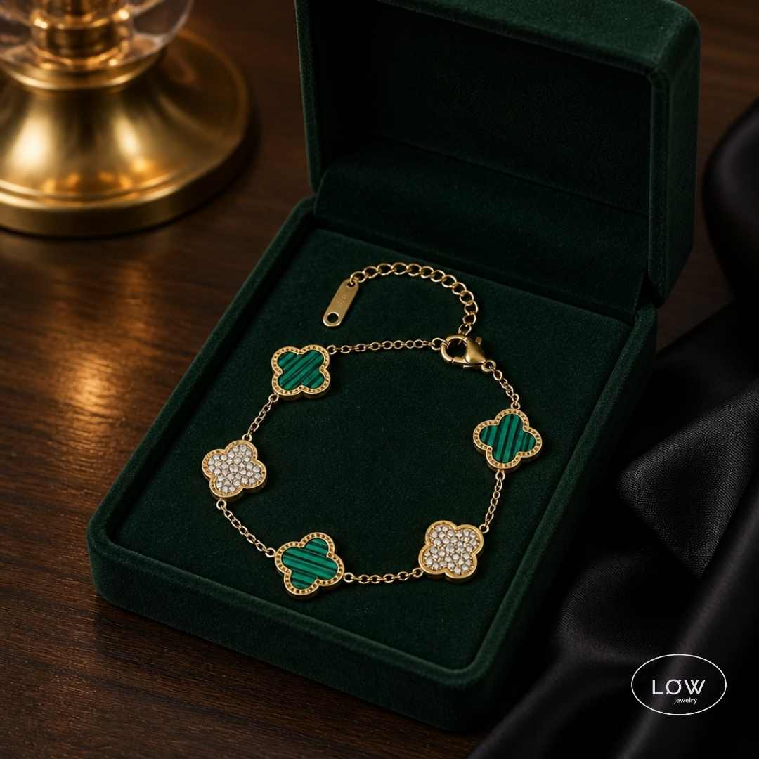 Armbånd kløver Alternating Clover Zircon Bracelet – 18K Gold LØW Jewelry