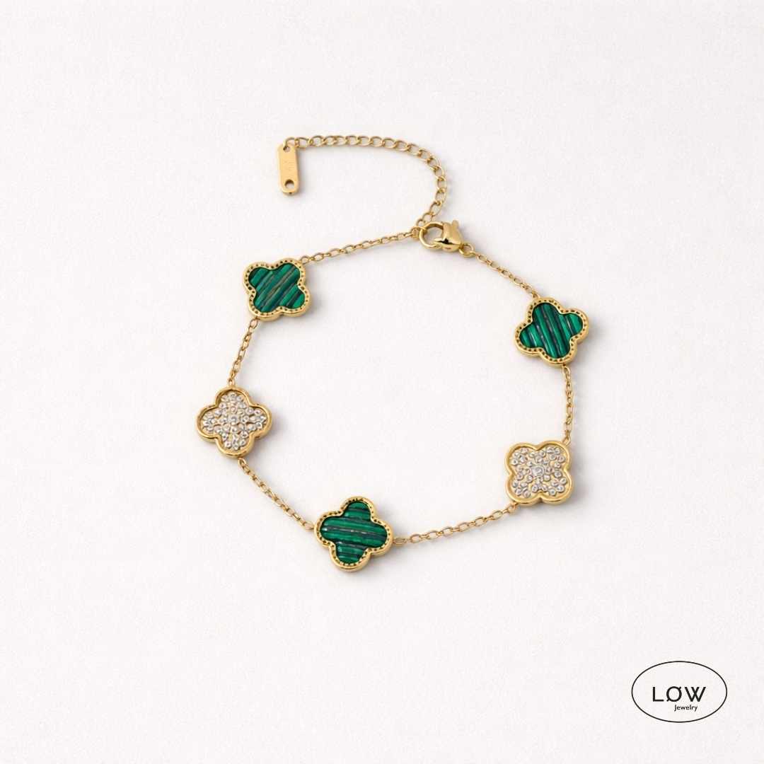 Armbånd kløver Alternating Clover Zircon Bracelet – 18K Gold LØW Jewelry