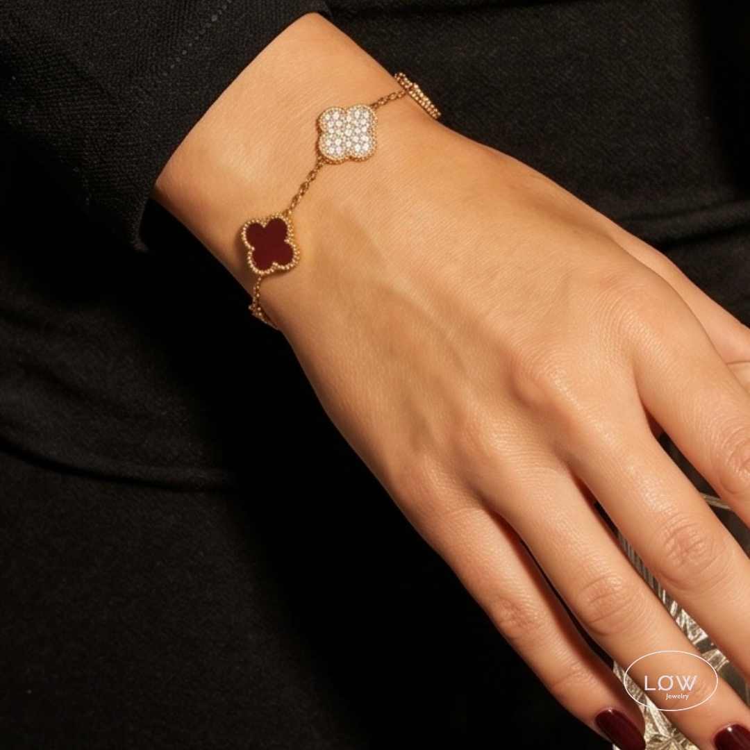 Armbånd kløver Alternating Clover Zircon Bracelet – 18K Gold LØW Jewelry