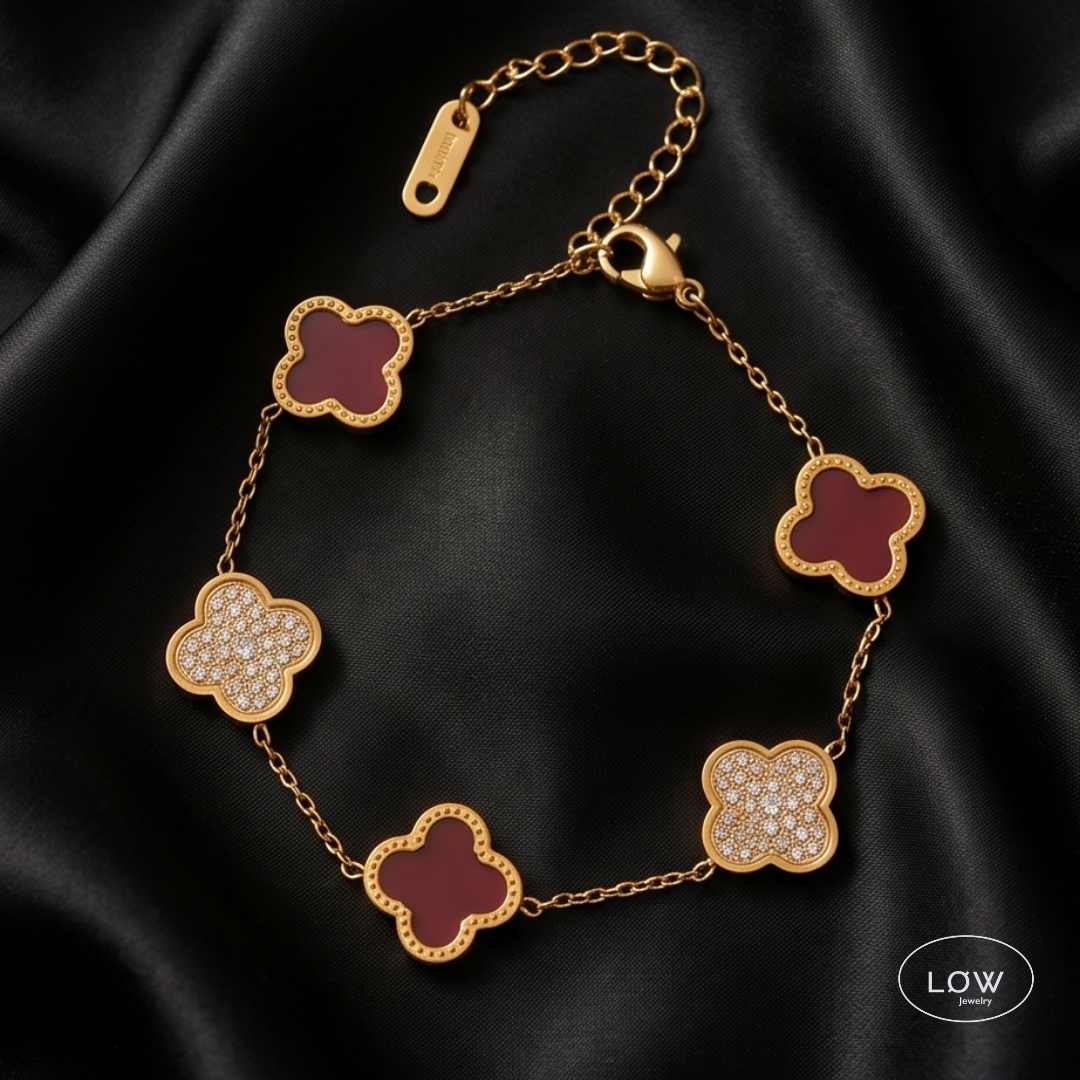 Armbånd kløver Alternating Clover Zircon Bracelet – 18K Gold LØW Jewelry