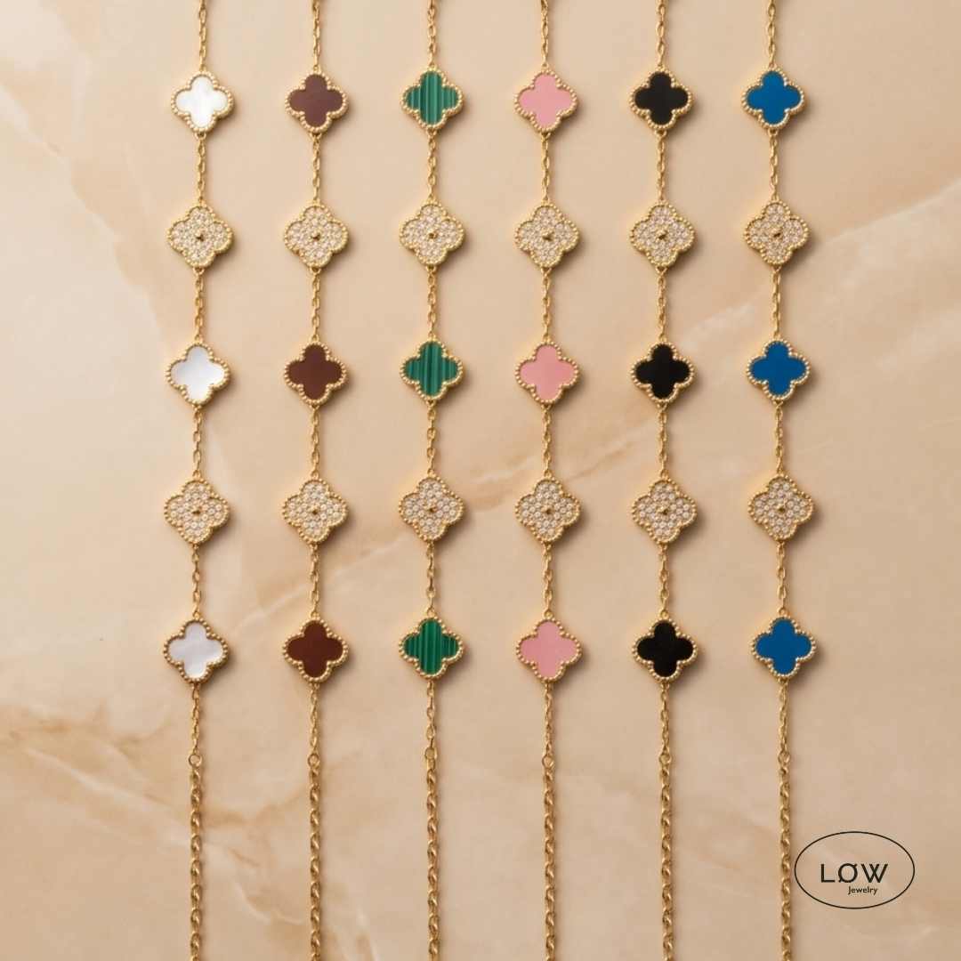 Armbånd kløver Alternating Clover Zircon Bracelet – 18K Gold LØW Jewelry
