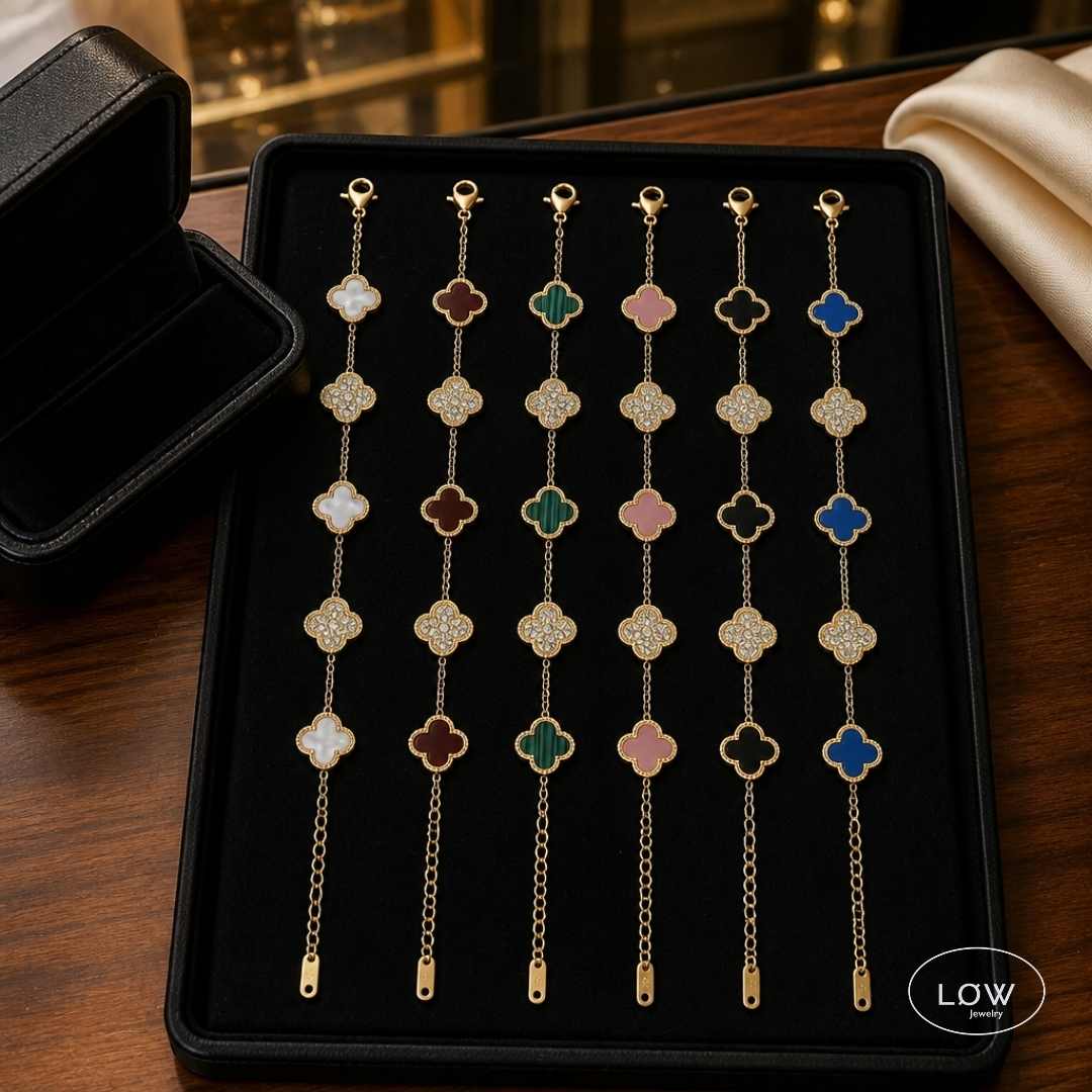 Armbånd kløver Alternating Clover Zircon Bracelet – 18K Gold LØW Jewelry