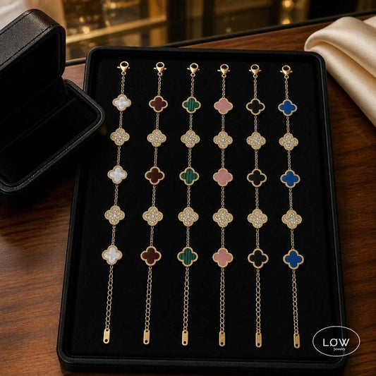 Armbånd kløver Alternating Clover Zircon Bracelet – 18K Gold LØW Jewelry