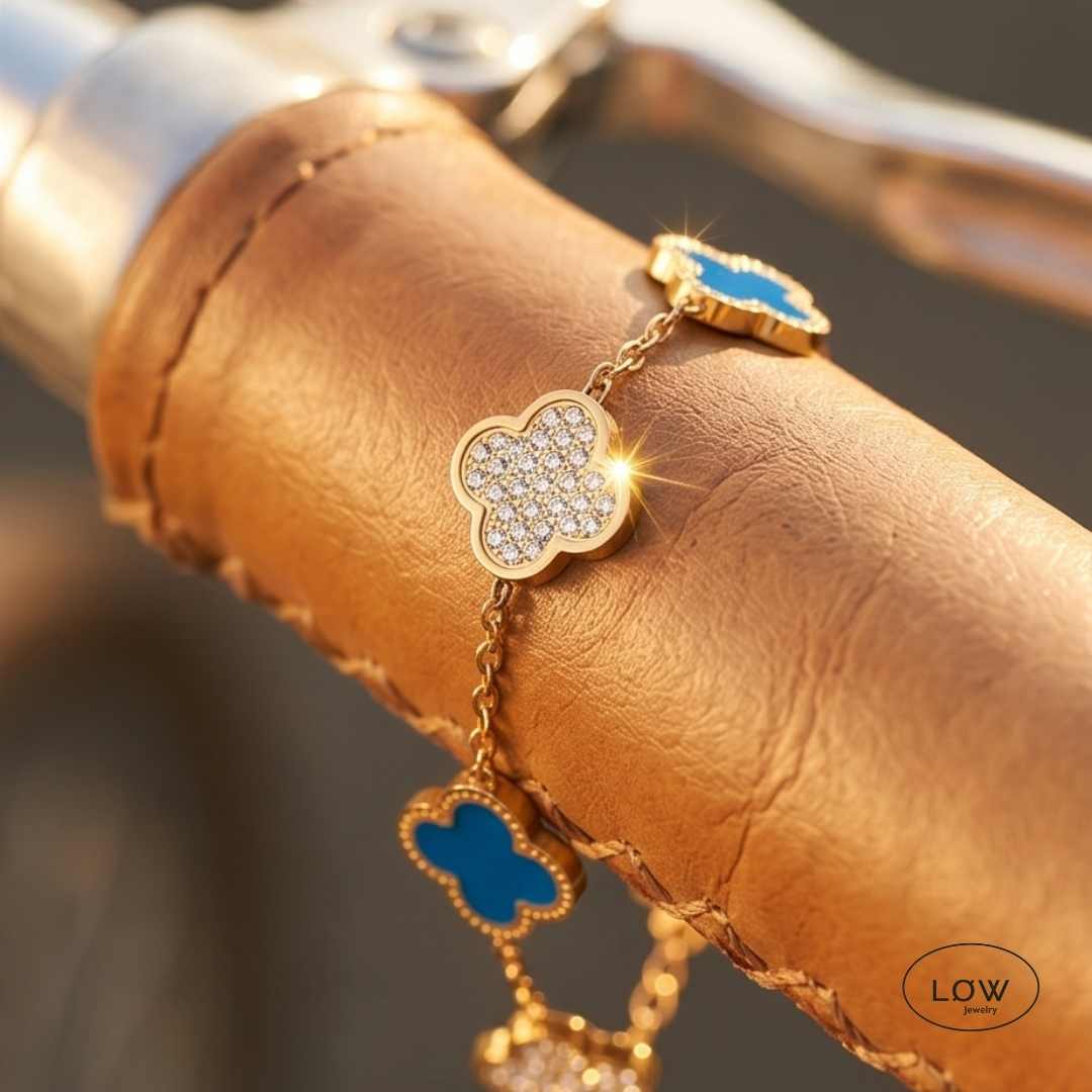 Armbånd kløver Alternating Clover Zircon Bracelet – 18K Gold LØW Jewelry
