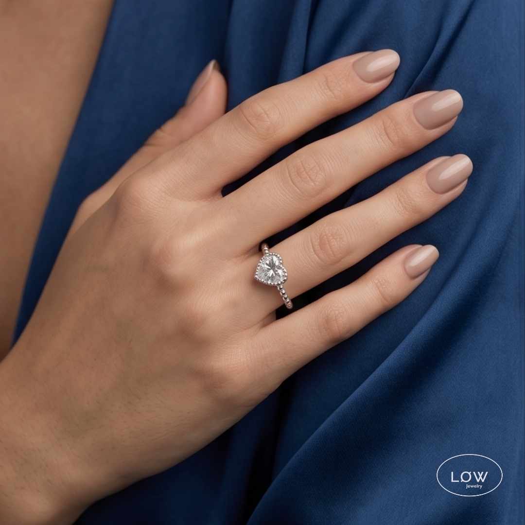 Amour Twist Heart Ring Silver fra LØW Jewelry justerbar open ring
