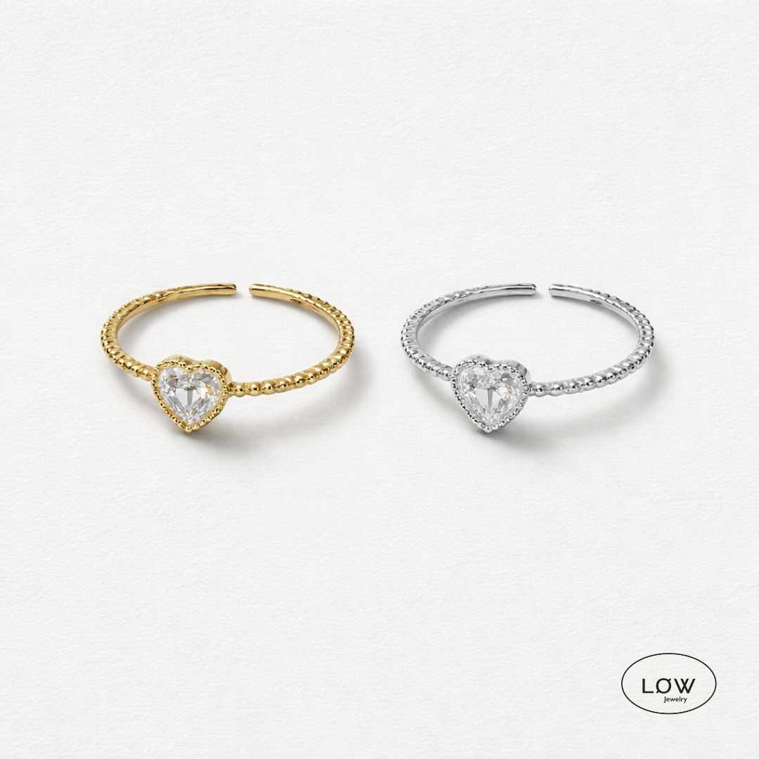 Amour Twist Heart Ring Silver fra LØW Jewelry justerbar open ring
