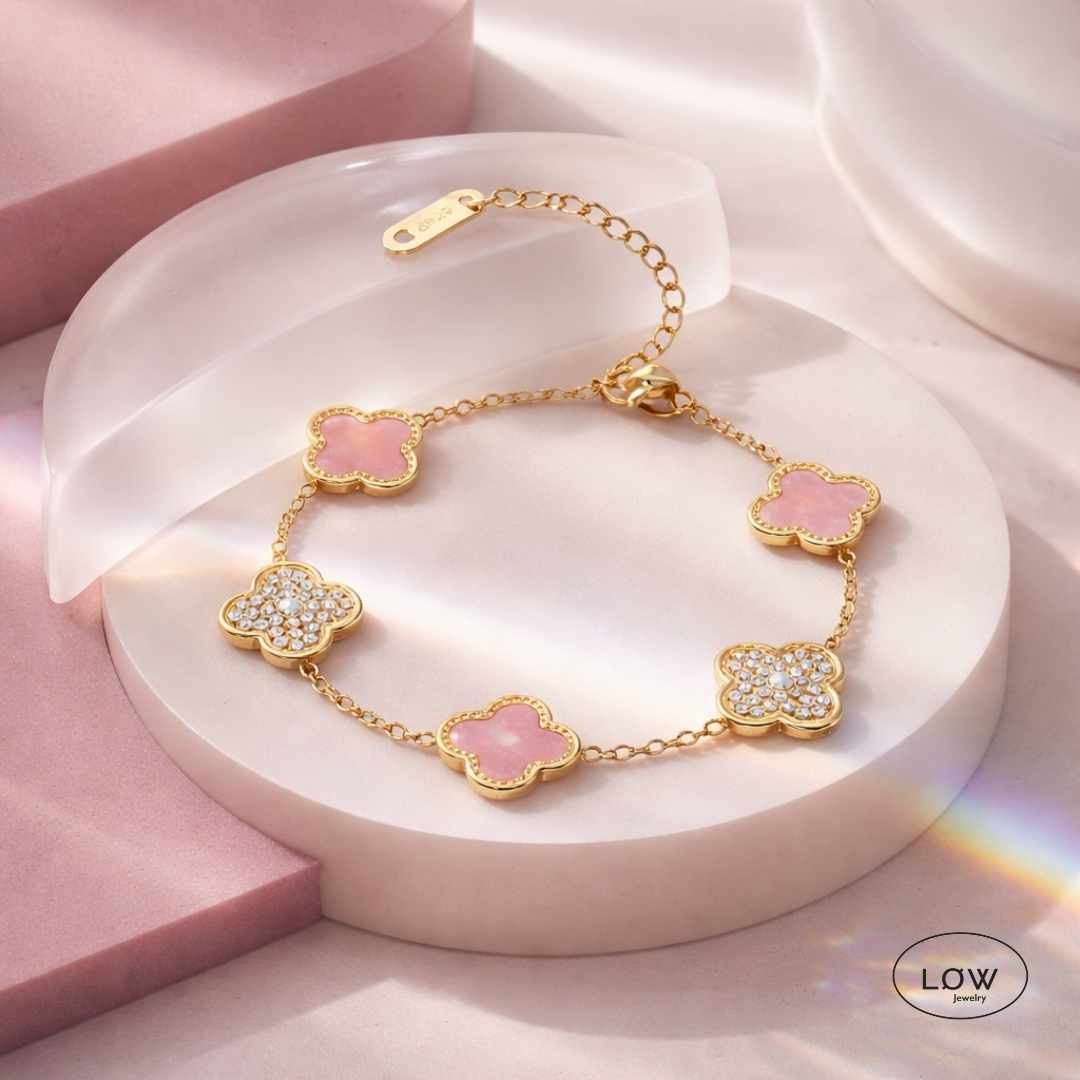 Armbånd kløver Alternating Clover Zircon Bracelet – 18K Gold LØW Jewelry