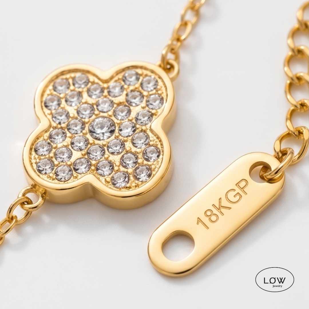 Armbånd kløver Alternating Clover Zircon Bracelet – 18K Gold LØW Jewelry