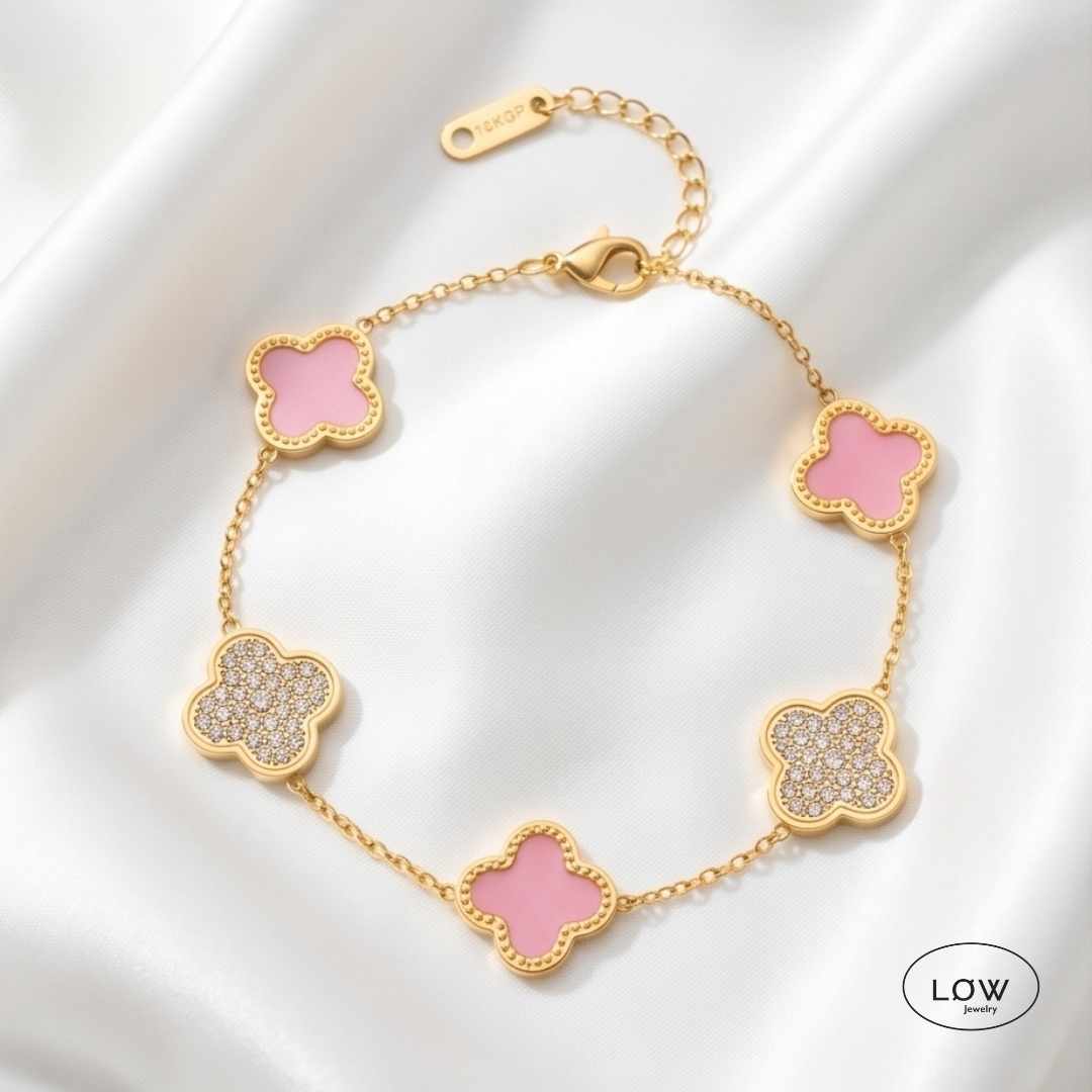 Armbånd kløver Alternating Clover Zircon Bracelet – 18K Gold LØW Jewelry
