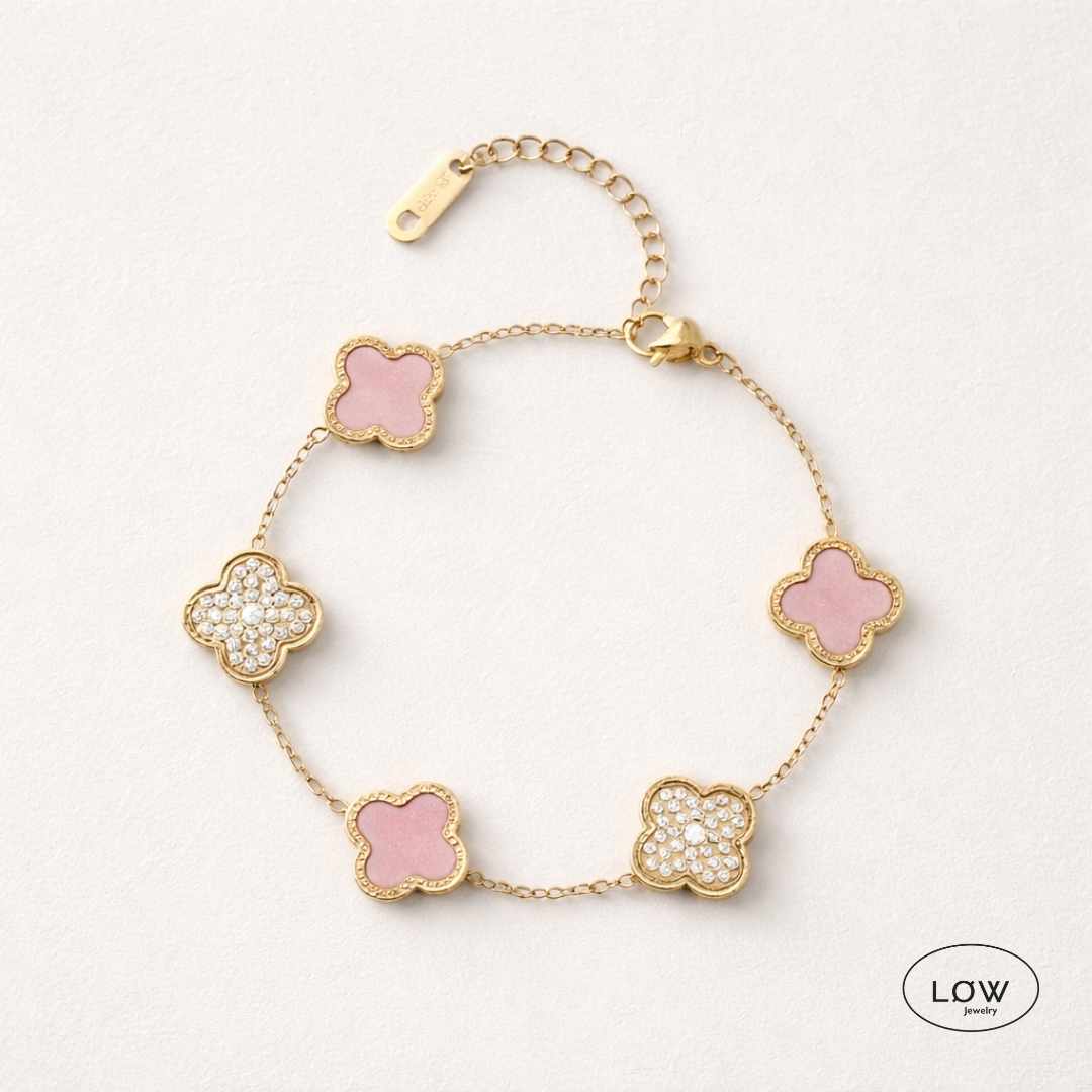 Armbånd kløver Alternating Clover Zircon Bracelet – 18K Gold LØW Jewelry