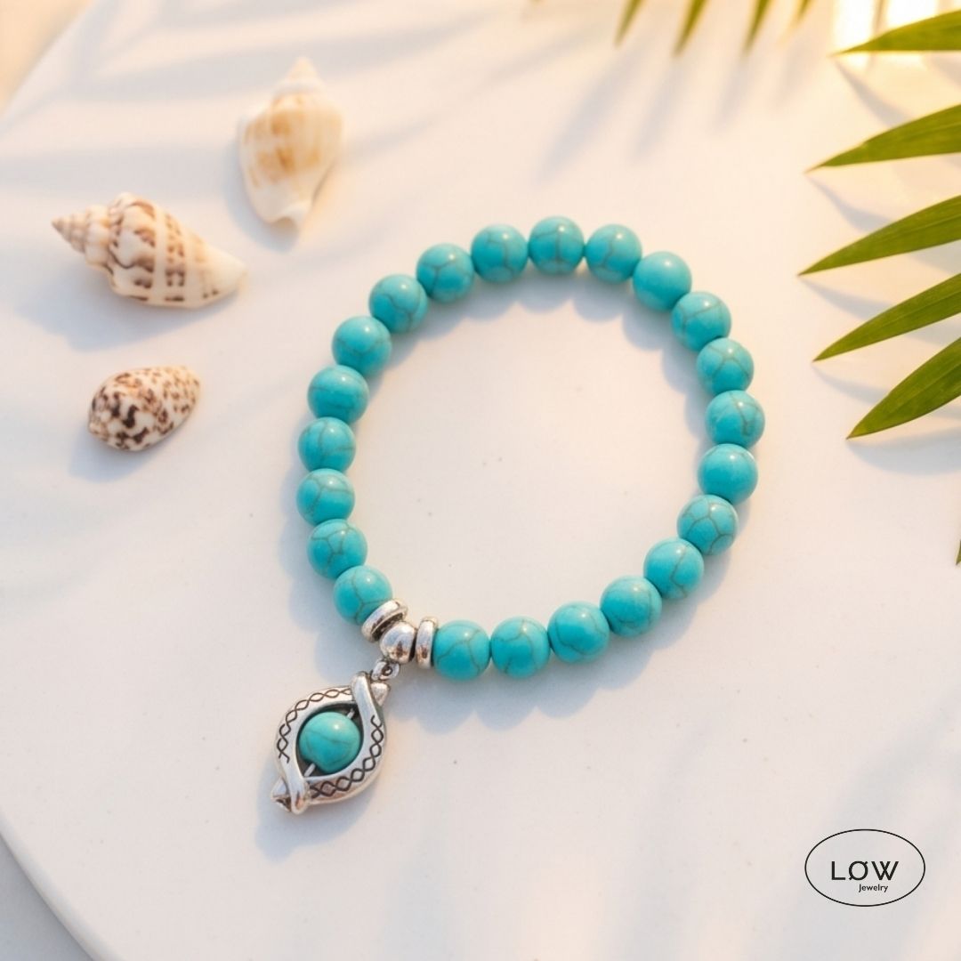Azure Evil Eye Bead Bracelet fra LØW Jewelry perle armbnd