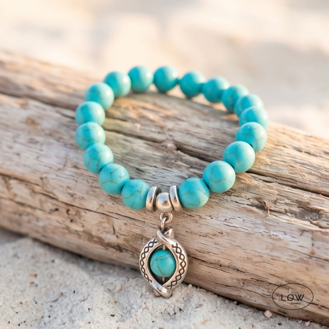 Azure Evil Eye Bead Bracelet fra LØW Jewelry perle armbnd