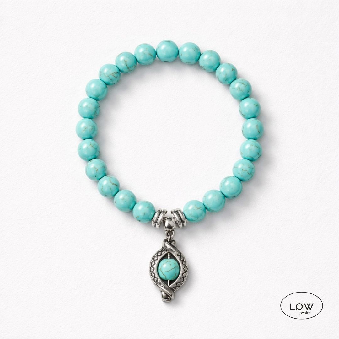 Azure Evil Eye Bead Bracelet fra LØW Jewelry perle armbnd