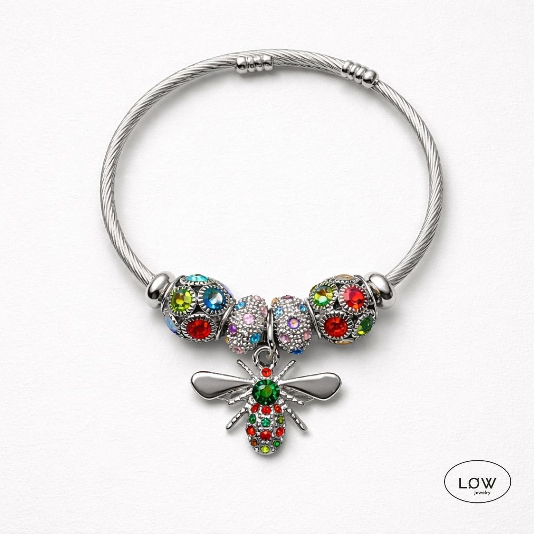 Charms armbånd Bee Charm Cable Bracelet charmsarmbånd ferdig fylt ØW Jewelry