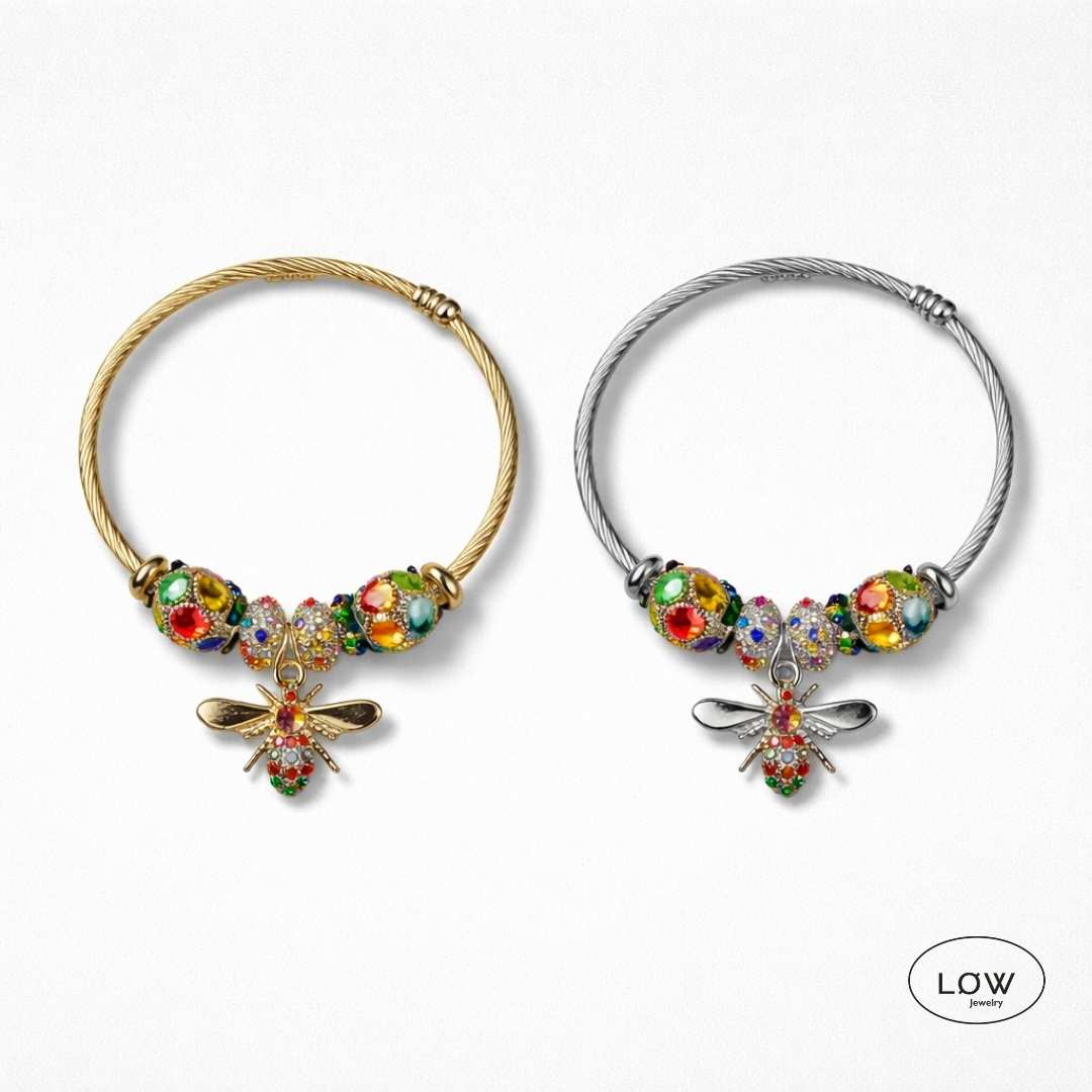 Charms armbånd Bee Charm Cable Bracelet charmsarmbånd ferdig fylt ØW Jewelry