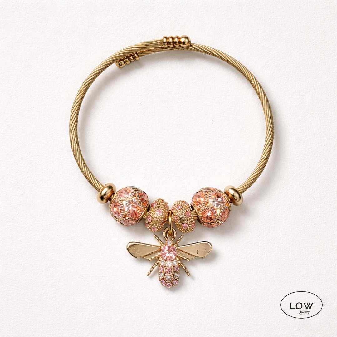 Charms armbånd Bee Charm Cable Bracelet charmsarmbånd ferdig fylt ØW Jewelry