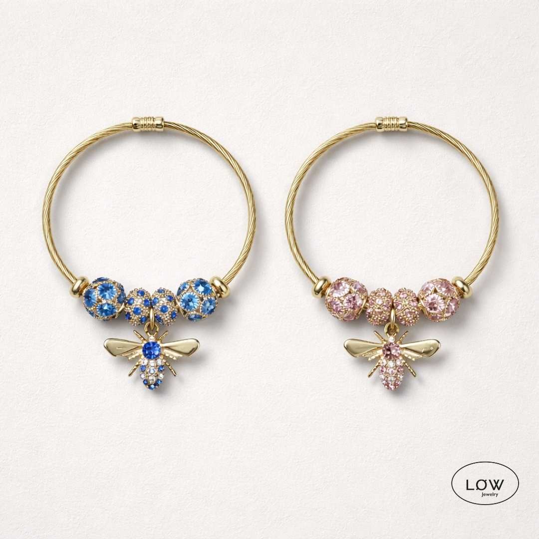 Charms armbånd Bee Charm Cable Bracelet charmsarmbånd ferdig fylt ØW Jewelry