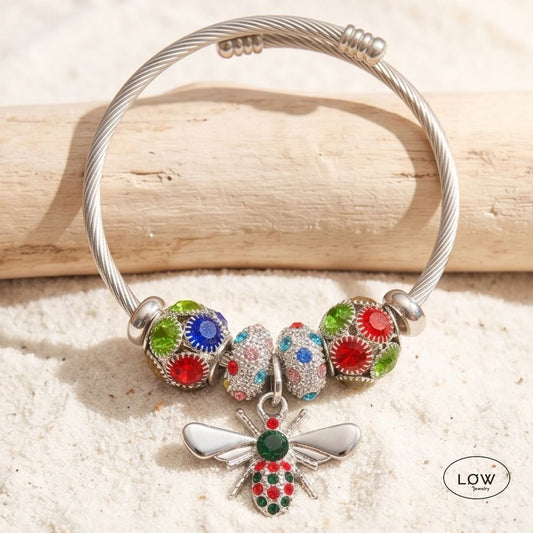 Charms armbånd Bee Charm Cable Bracelet charmsarmbånd ferdig fylt ØW Jewelry