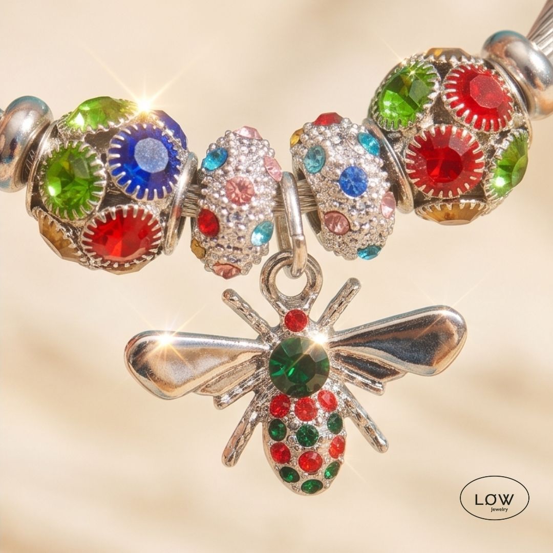 Charms armbånd Bee Charm Cable Bracelet charmsarmbånd ferdig fylt ØW Jewelry
