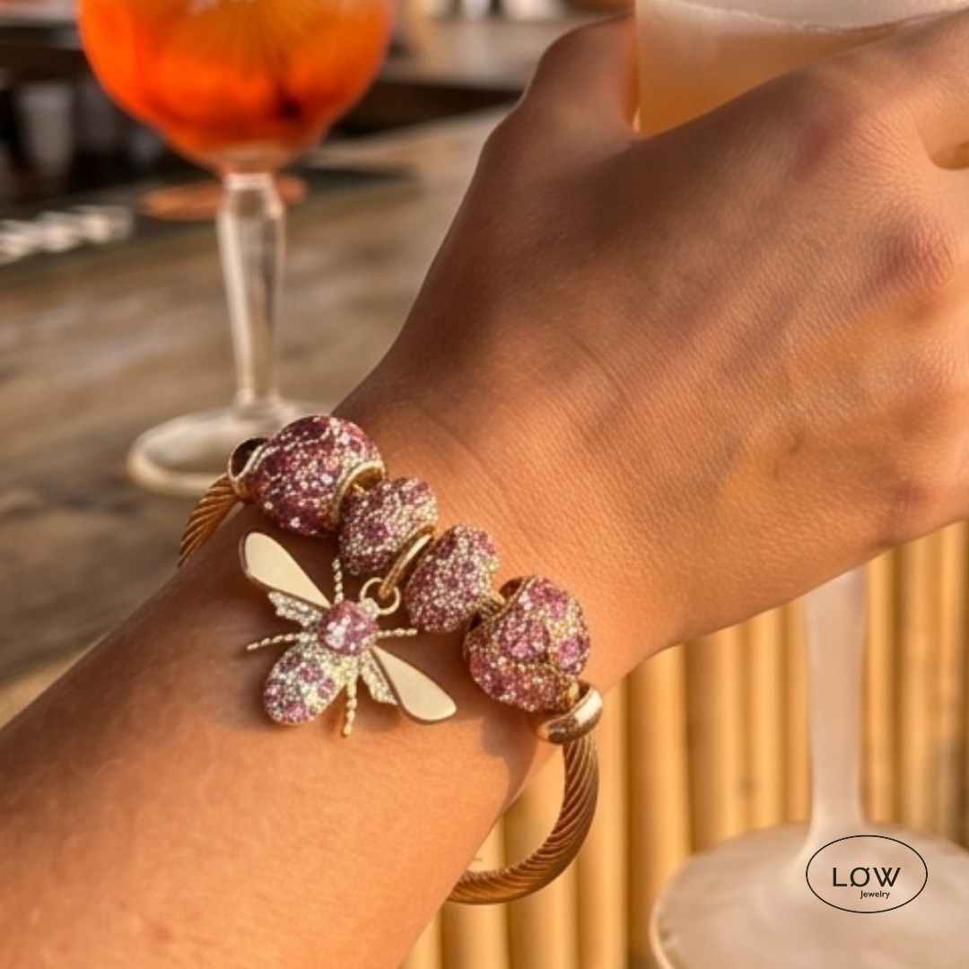 Charms armbånd Bee Charm Cable Bracelet charmsarmbånd ferdig fylt ØW Jewelry