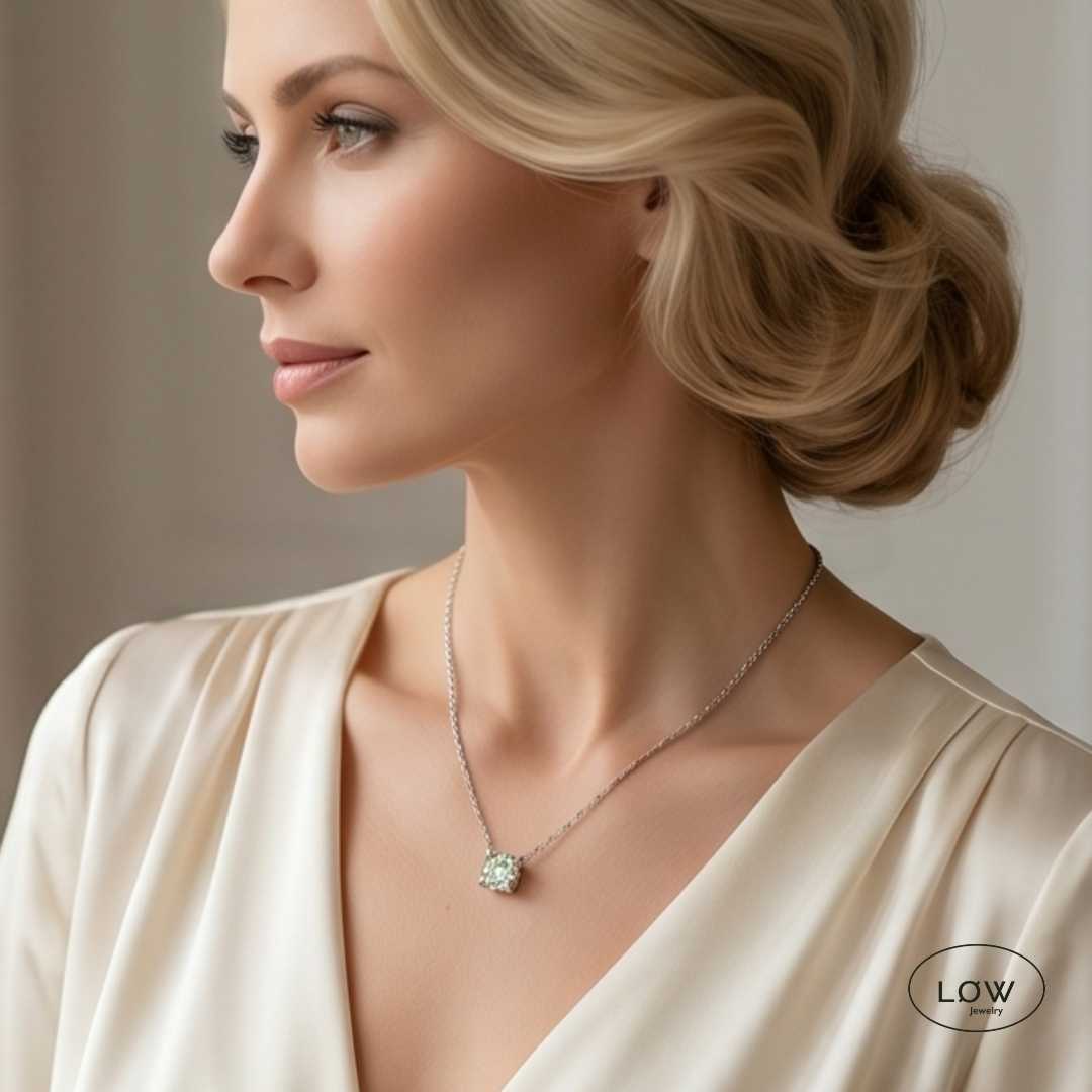 Ocean Glow Moissanite Necklace 1CT fra LØWeler 925 sterling sølv LØW Jewelry