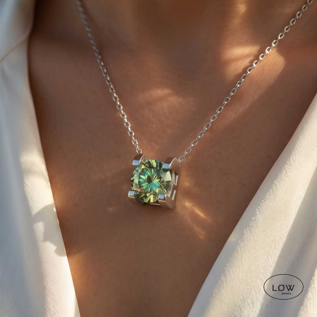 Ocean Glow Moissanite Necklace 1CT fra LØWeler 925 sterling sølv LØW Jewelry