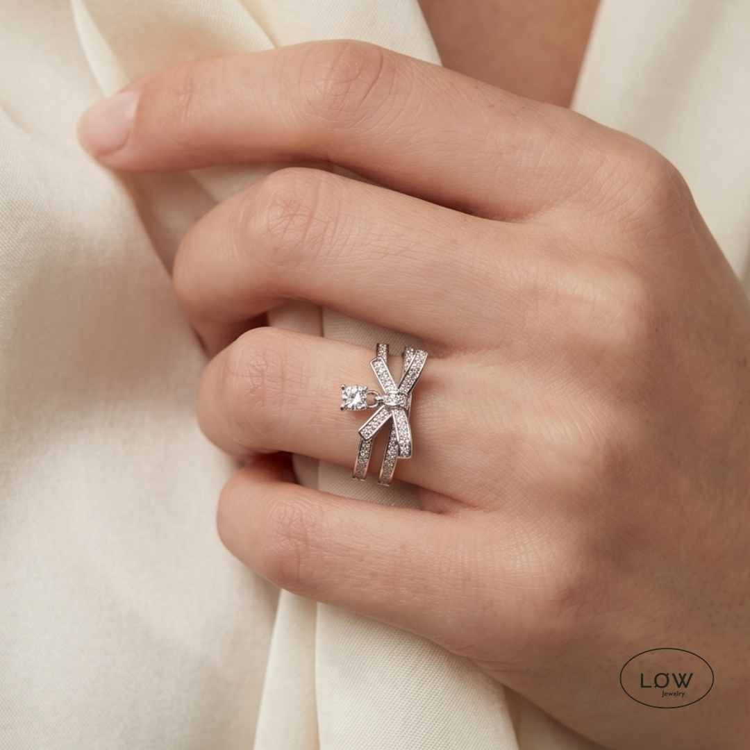 Bow Charm Open Ring – charms ring, justerbar ring LØW Jewelry