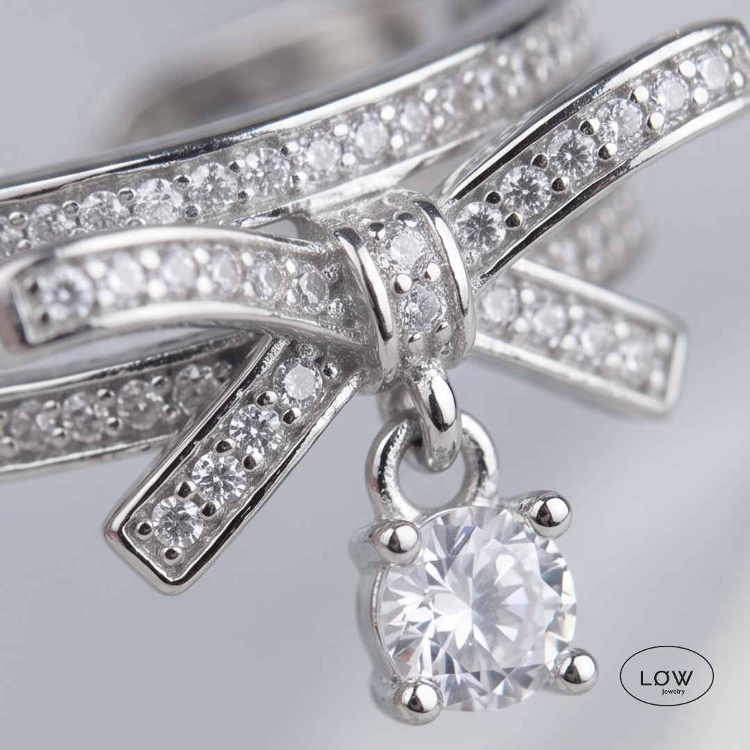 Bow Charm Open Ring – charms ring, justerbar ring LØW Jewelry